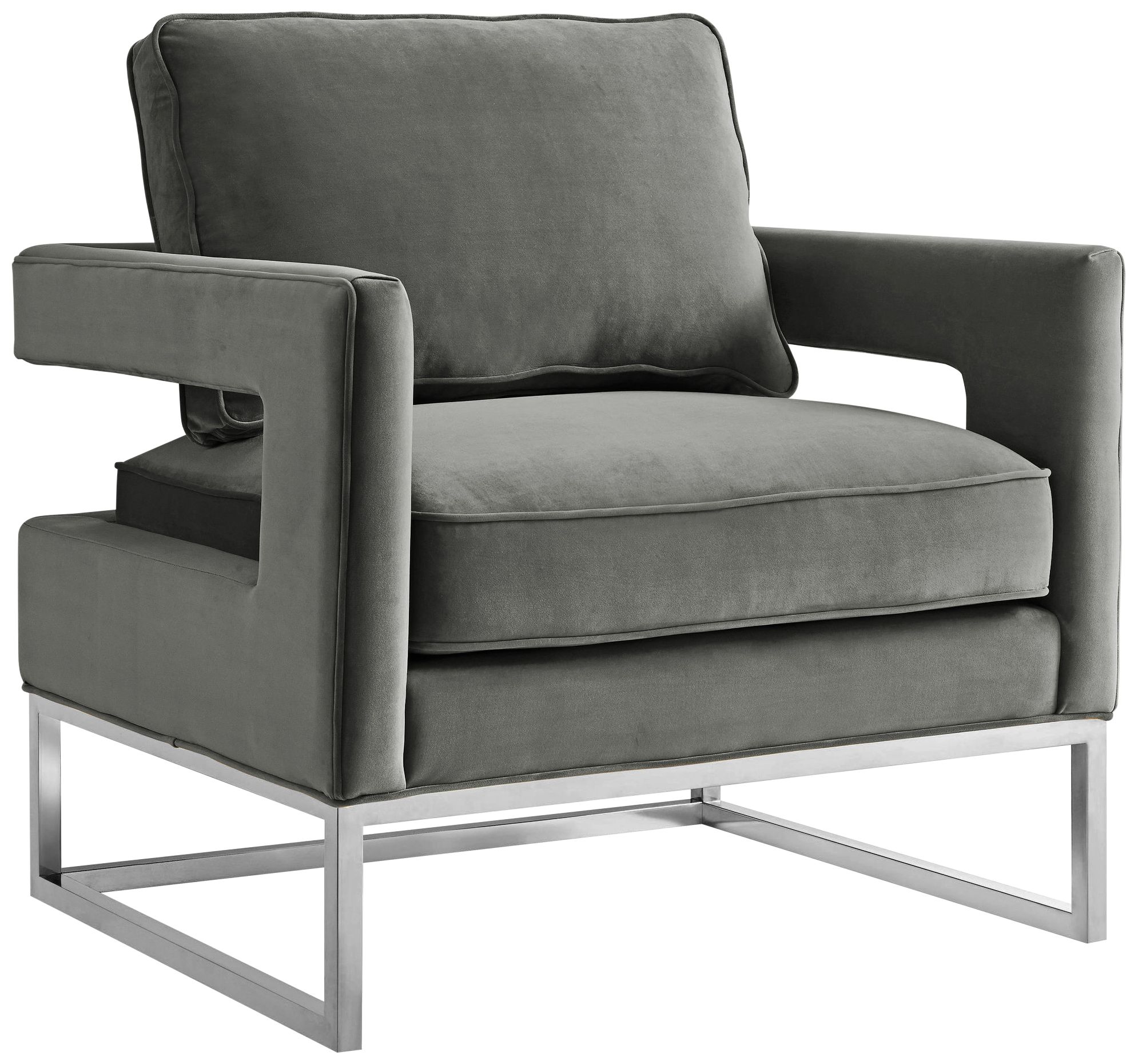 Avery Grey Velvet Chair 68X59 Lamps Plus