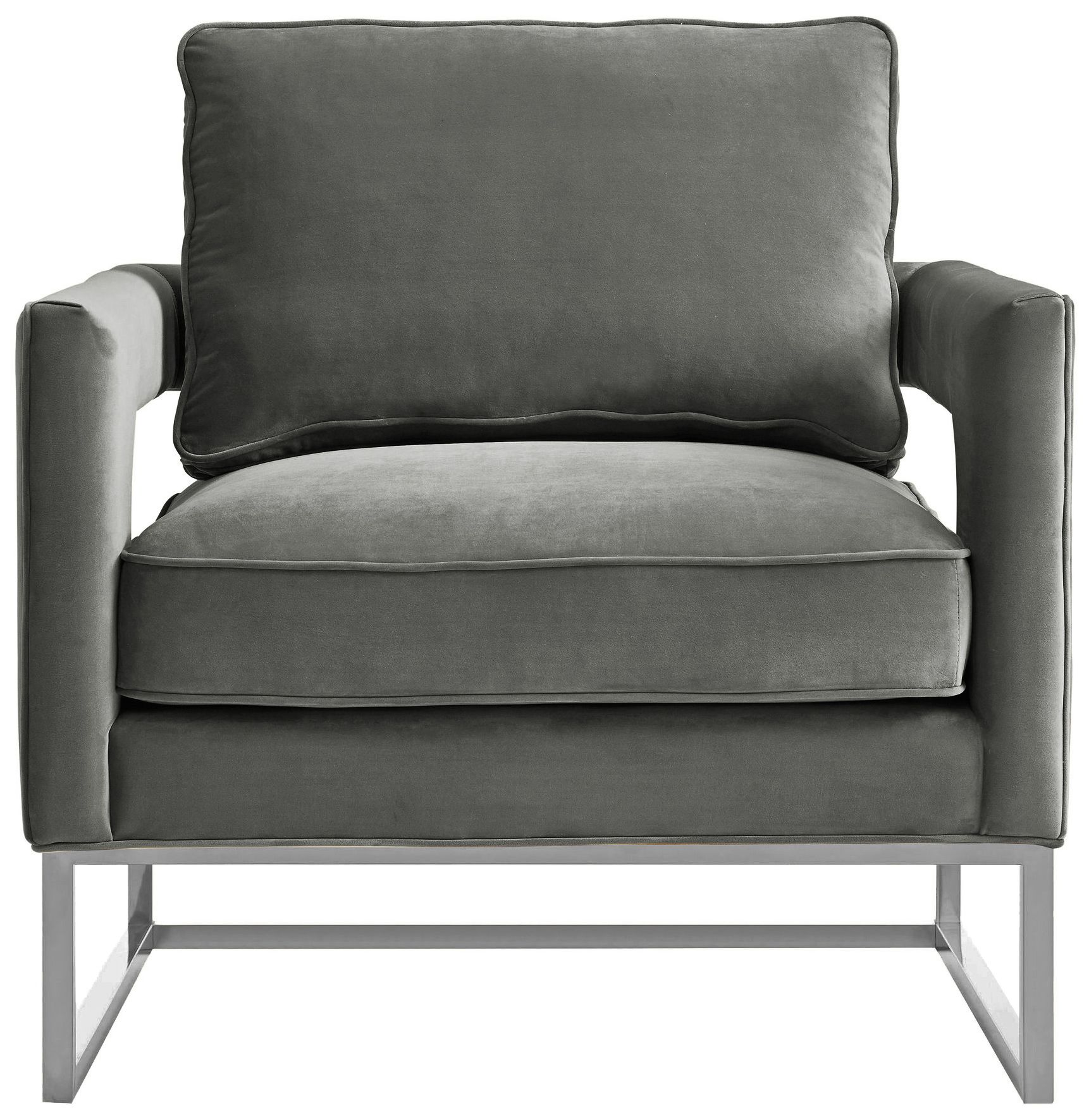 Avery Gray Velvet Armchair with Silver Legs 68X59 Lamps Plus