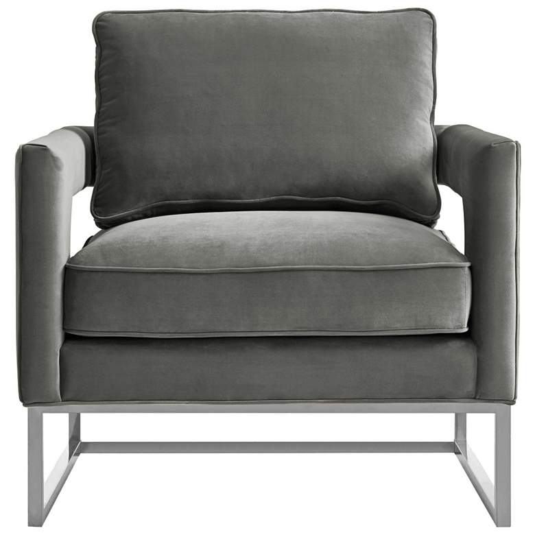 Image 2 Avery Gray Velvet Armchair with Silver Legs more views