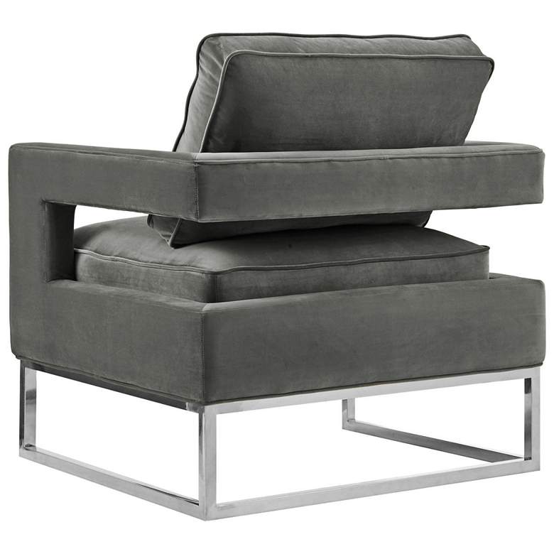 Image 3 Avery Gray Velvet Armchair with Silver Legs more views