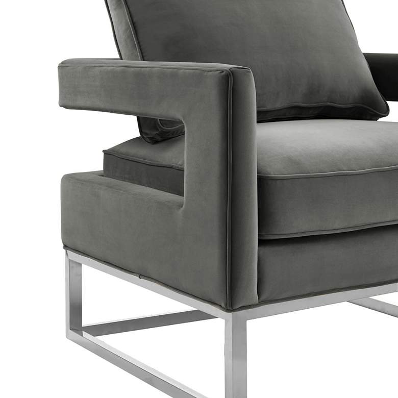 Image 4 Avery Gray Velvet Armchair with Silver Legs more views