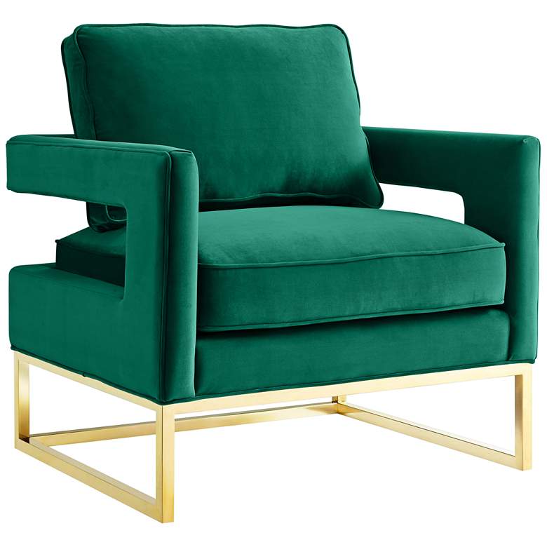 Image 1 Avery Green Velvet Armchair with Gold Legs