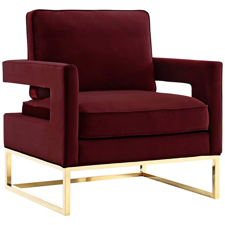 Image 2 Avery Maroon Upholstered Velvet Armchair more views
