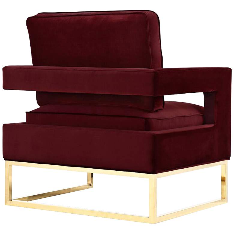 Image 3 Avery Maroon Upholstered Velvet Armchair more views