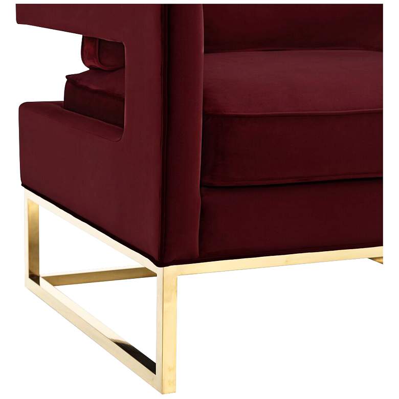 Image 4 Avery Maroon Upholstered Velvet Armchair more views