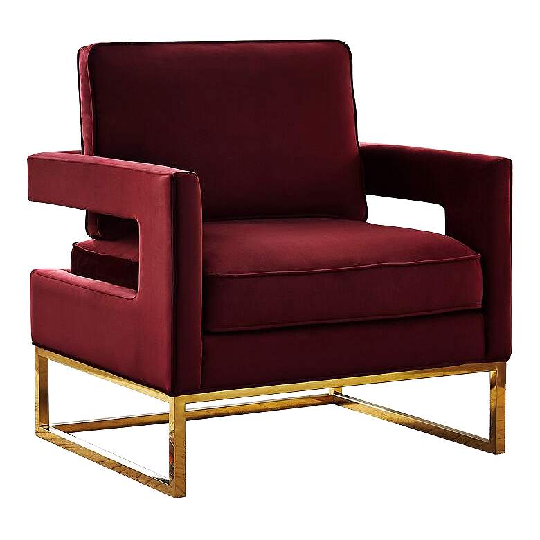 Image 5 Avery Maroon Upholstered Velvet Armchair more views