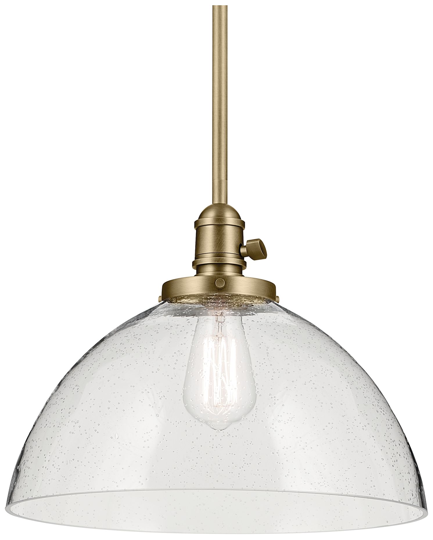 Image 3 Avery Natural Brass Dome Clear Pendant 1Lt more views