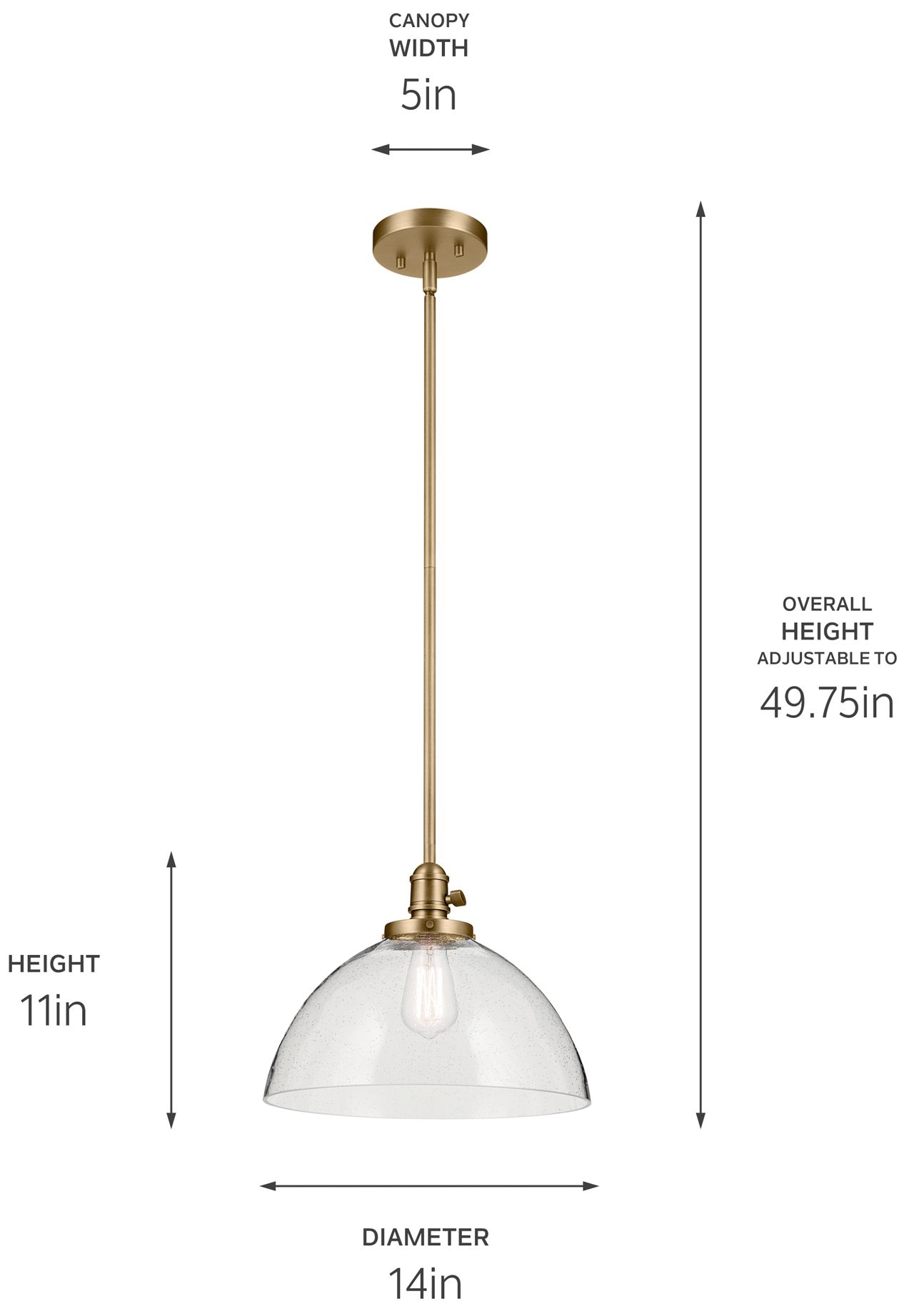 Image 5 Avery Natural Brass Dome Clear Pendant 1Lt more views