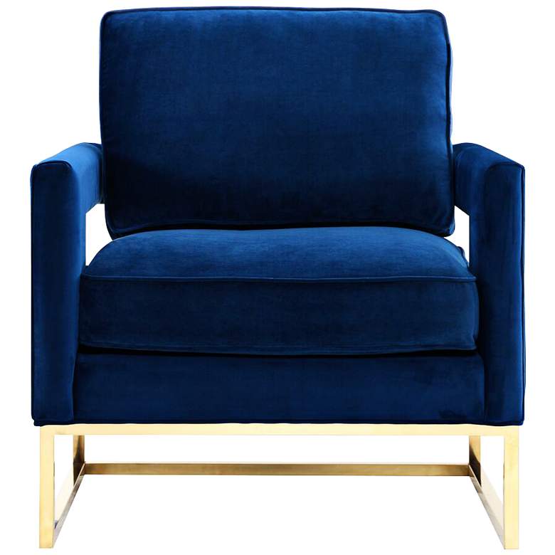 Image 1 Avery Navy Blue Upholstered Velvet Armchair
