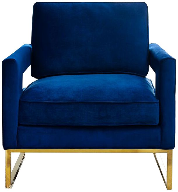 Avery Navy Blue Upholstered Velvet Armchair 1P373 Lamps Plus