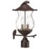 Avian 2-Light Black Coral Post Mount Light With Seeded Glass