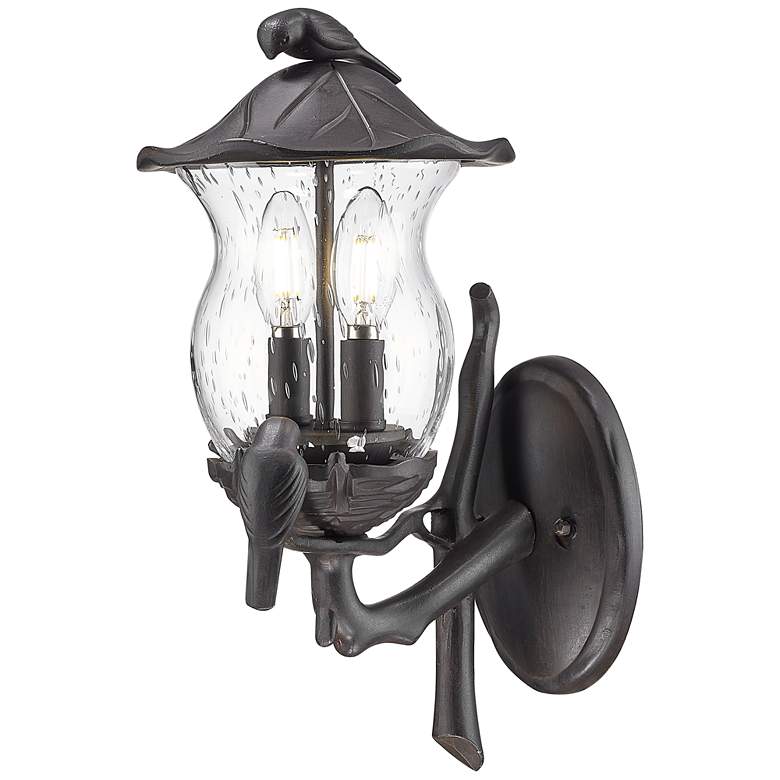 Image 1 Avian 2-Light Black Coral Wall Light With Seeded Glass