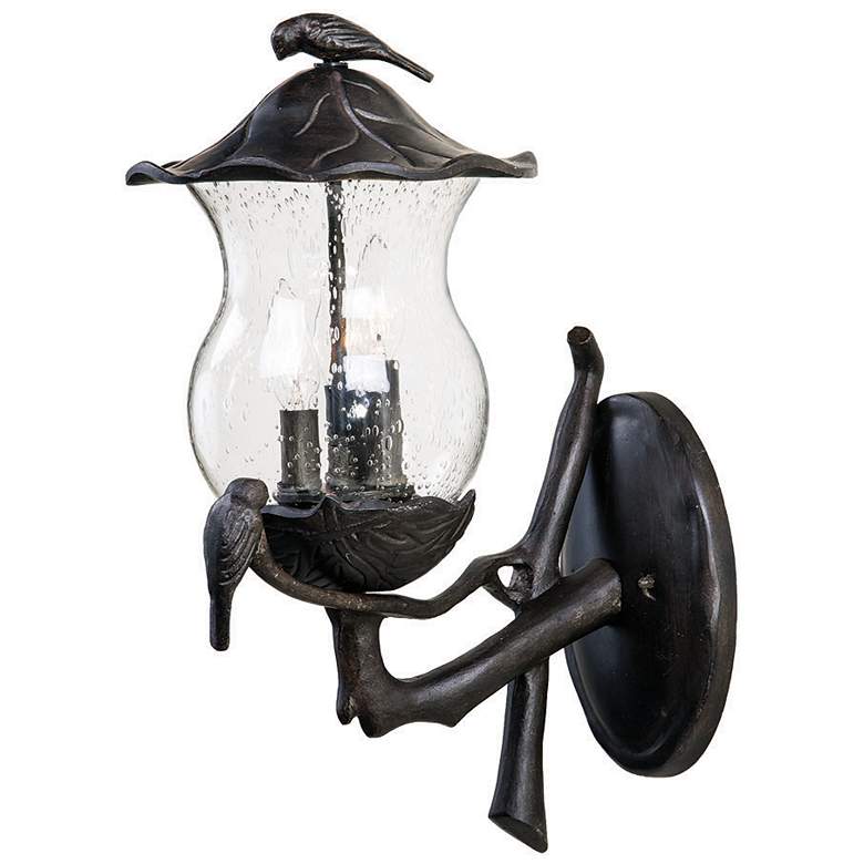 Image 1 Avian 3-Light Black Coral Wall Light With Seeded Glass