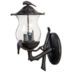 Avian 3-Light Black Coral Wall Light With Seeded Glass