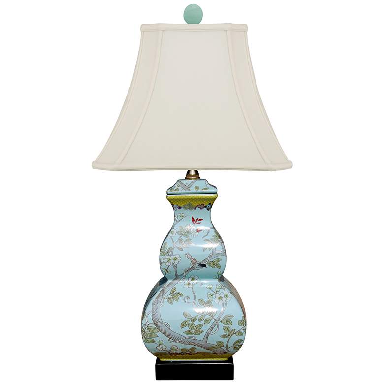 Image 1 Avian Light Blue Square Gourd Porcelain Table Lamp
