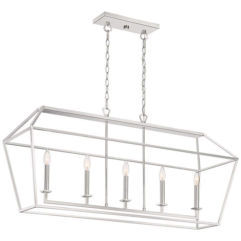 Image 3 Aviary 42 inch Wide Polished Nickel Kitchen Island Light Pendant more views