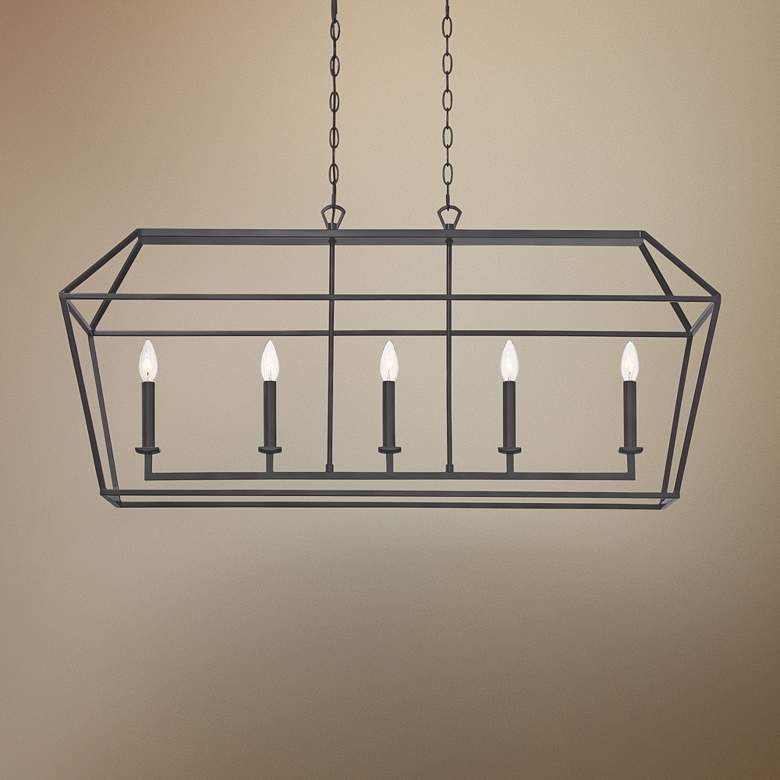 Image 1 Aviary 42"W Palladian Bronze Kitchen Island Light Pendant