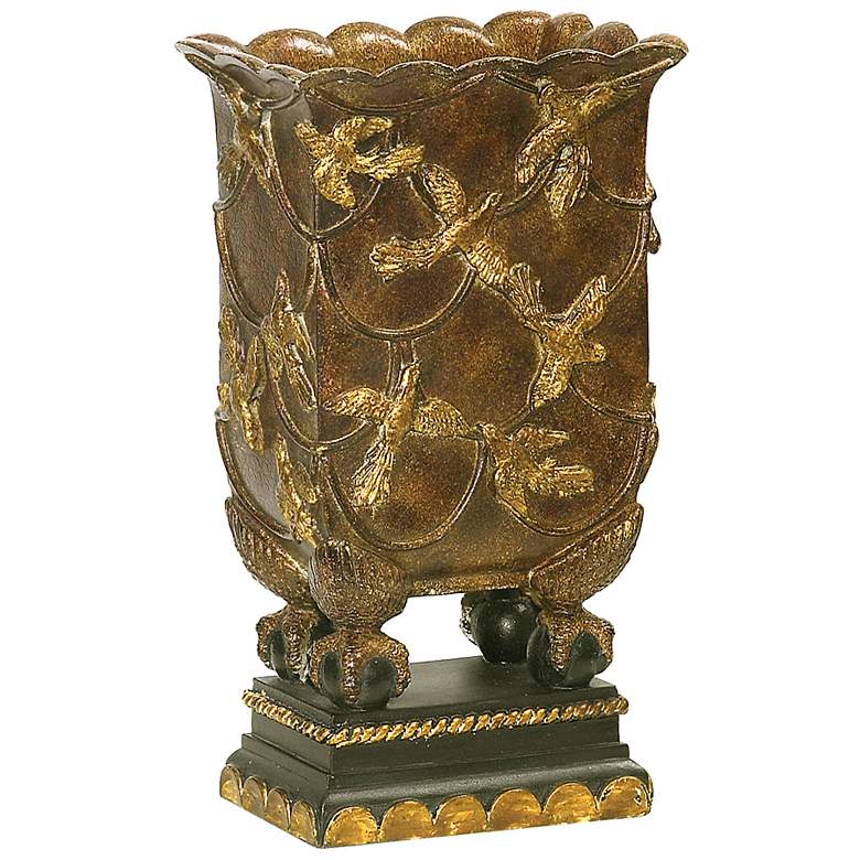 Image 1 Aviary Black and Antique Gold 10 inch High Mantle Vase