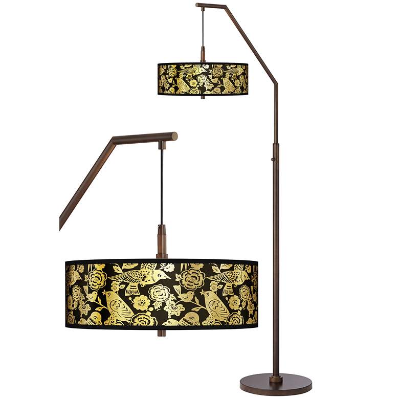 Image 1 Aviary Gold Metallic Bronze Downbridge Arc Floor Lamp