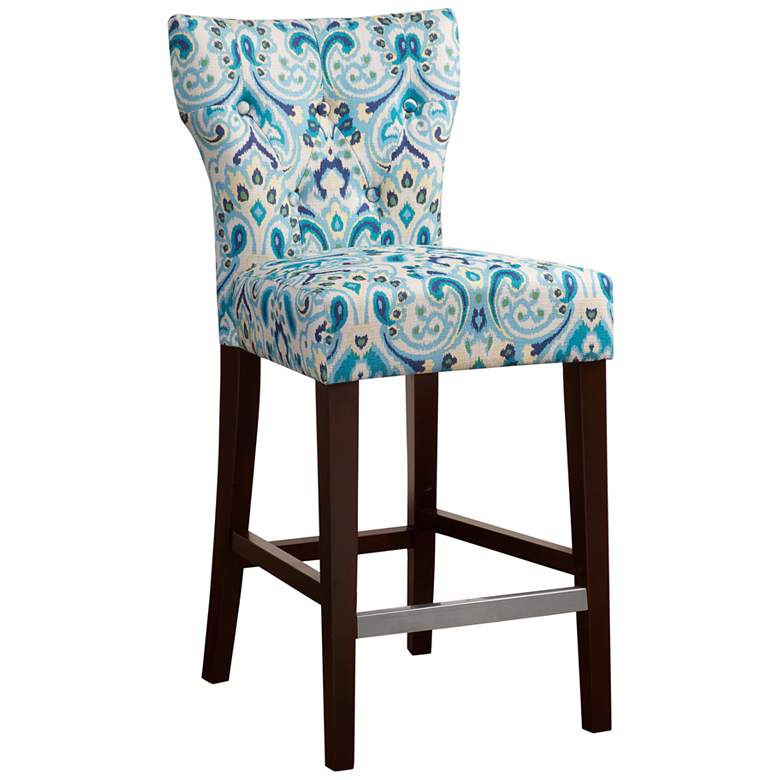 Image 2 Avila 25 inch Blue Fabric and Espresso Wood Counter Stool