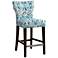 Avila 25" Blue Fabric and Espresso Wood Counter Stool