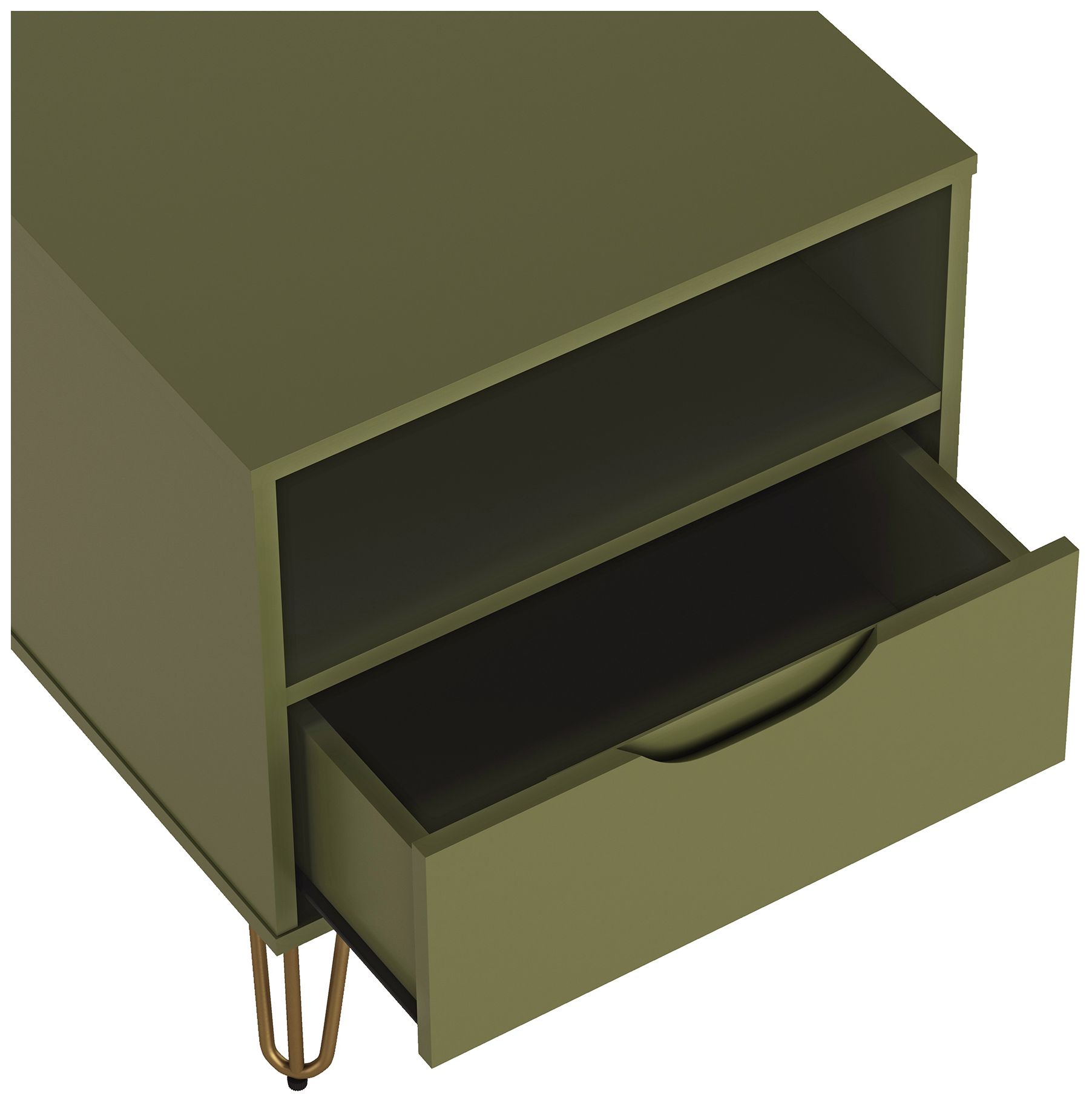 Avira Mid-Century Modern 2-Piece Dresser and Nightstand in Olive Green