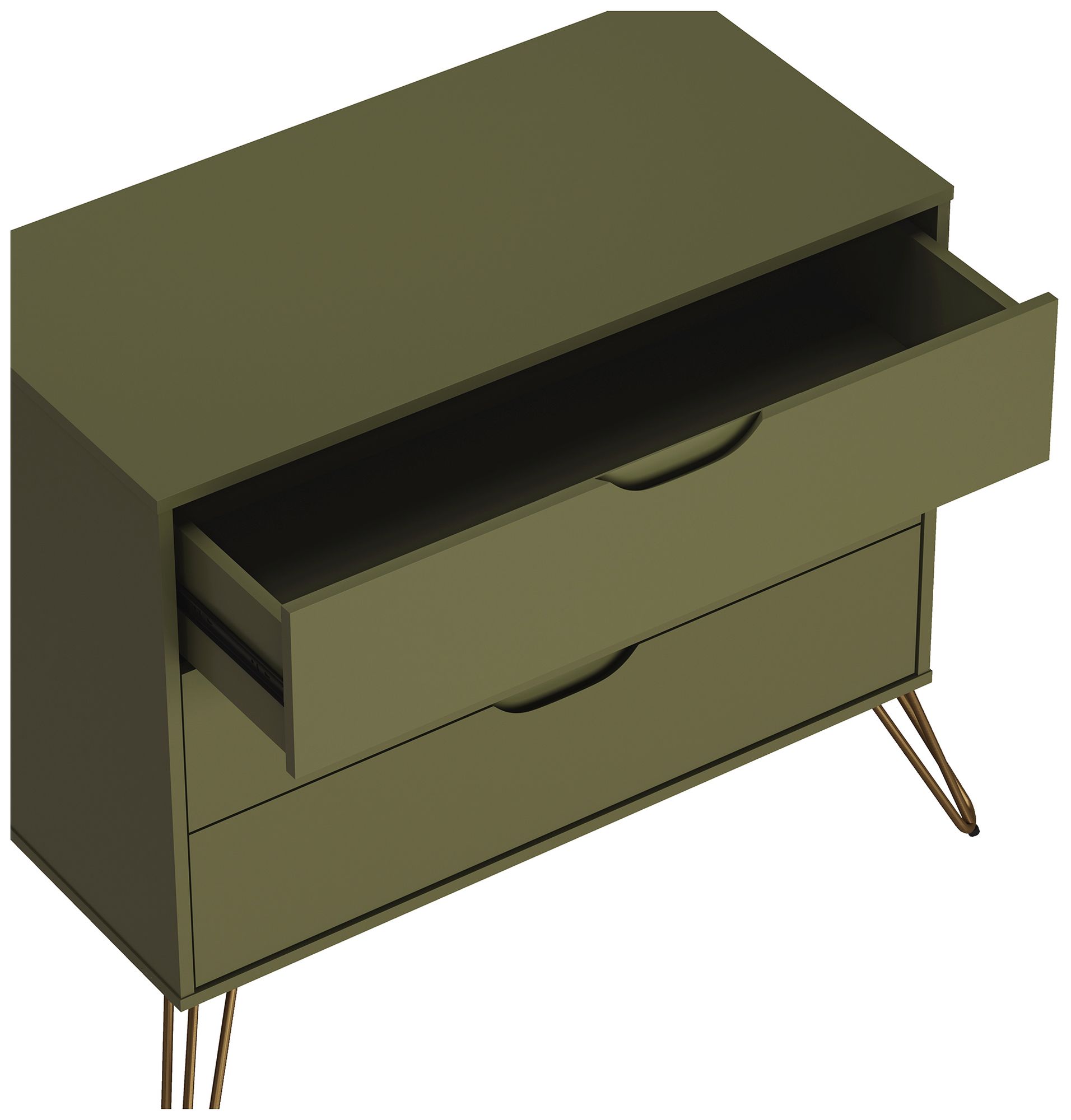 Avira Mid-Century Modern 2-Piece Dresser and Nightstand in Olive Green