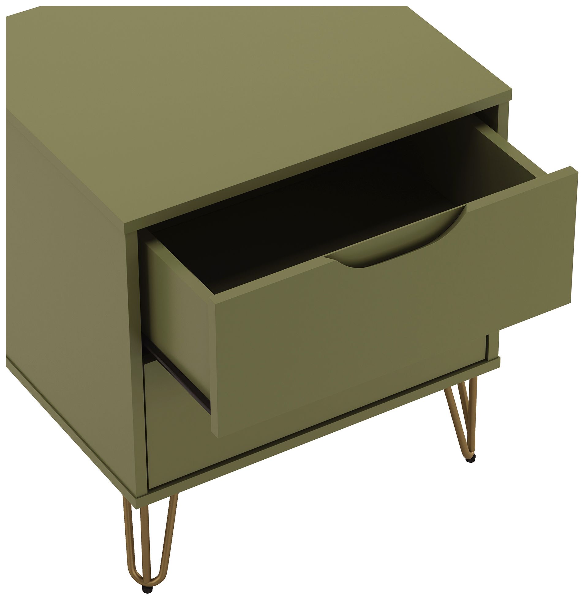 Avira Mid-Century Modern 2-Piece Dresser and Nightstand in Olive Green