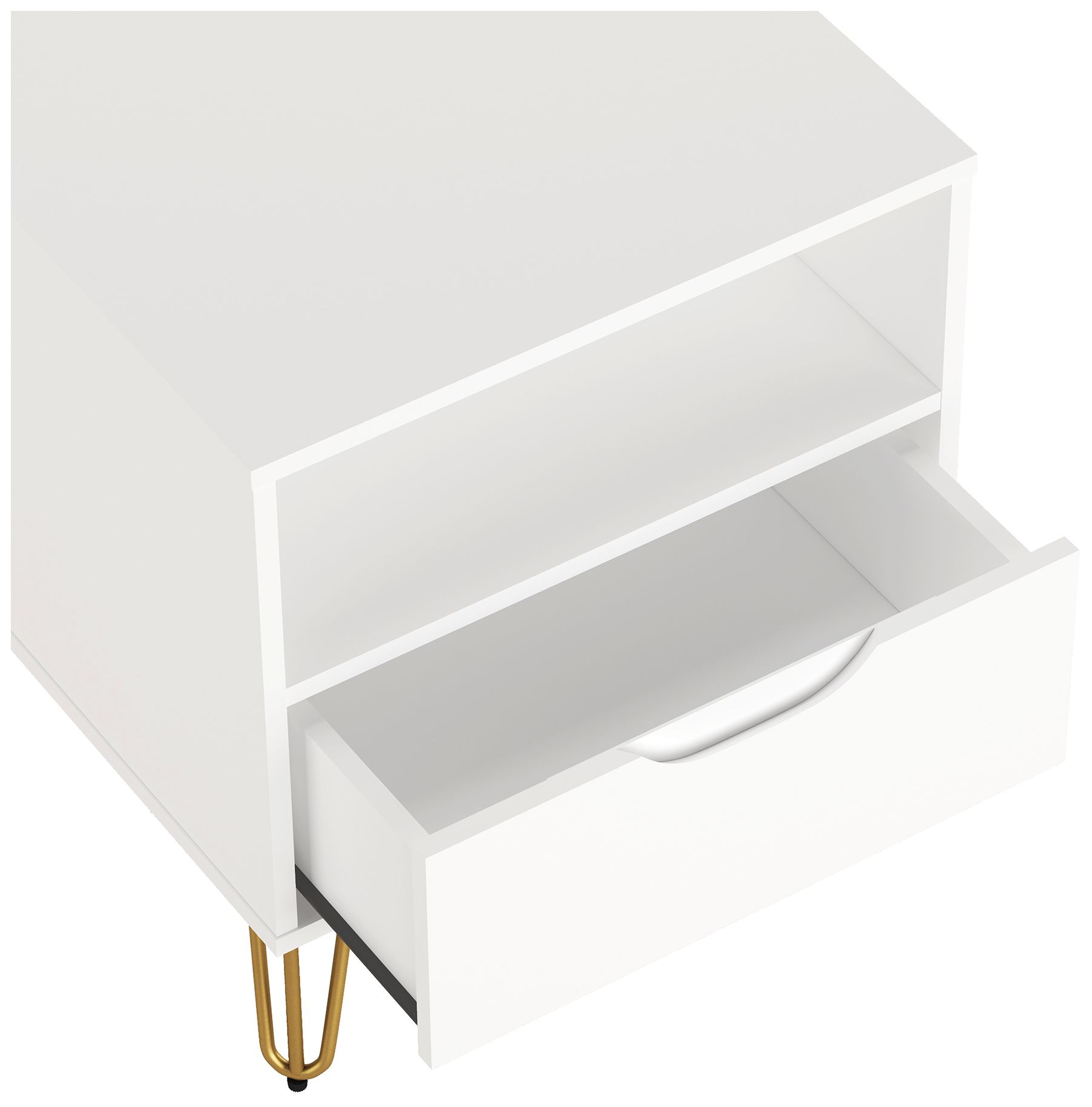 Avira Mid-Century Modern 2-Piece Dresser and Nightstand in White