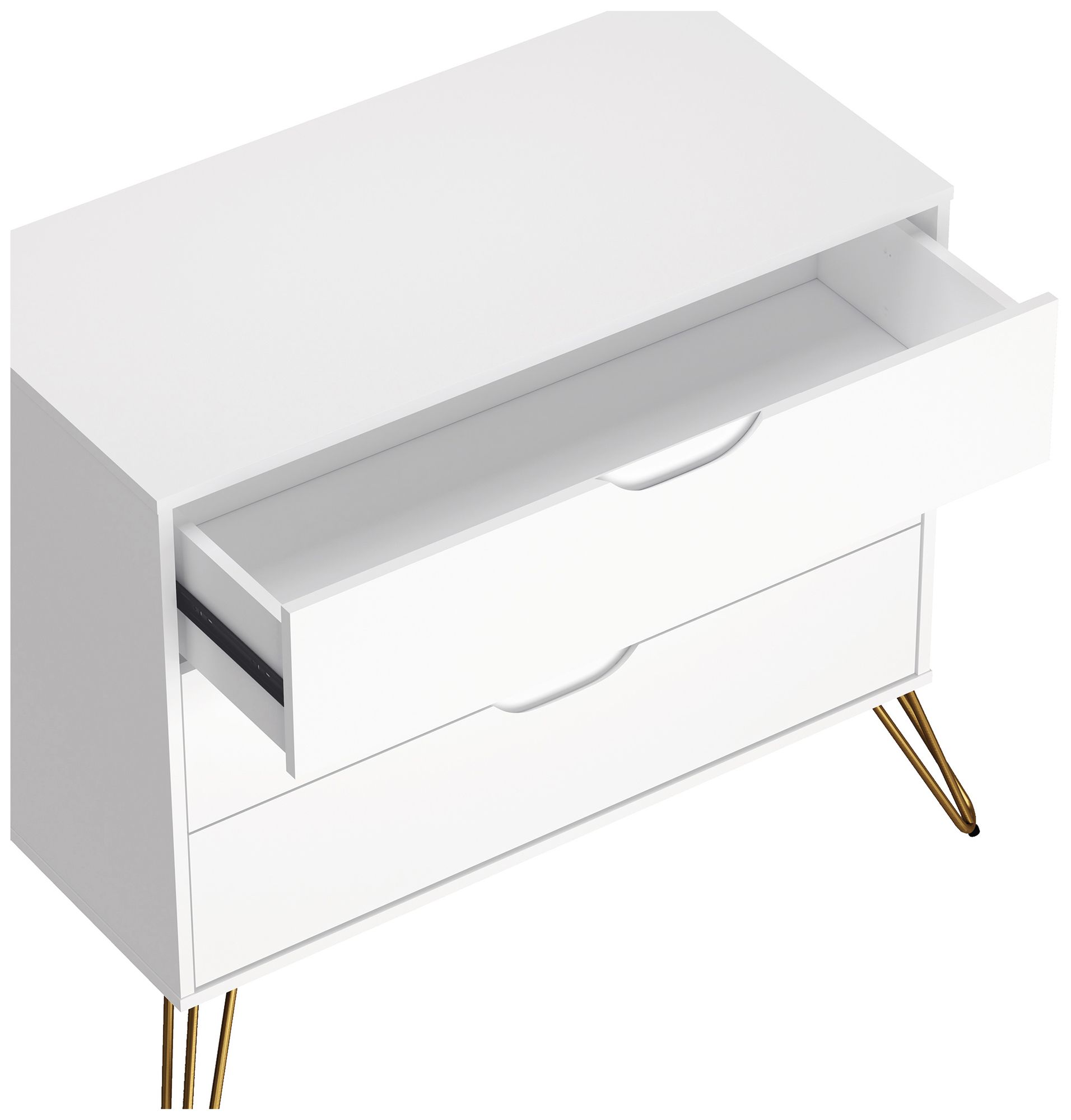 Avira Mid-Century Modern 2-Piece Dresser and Nightstand in White