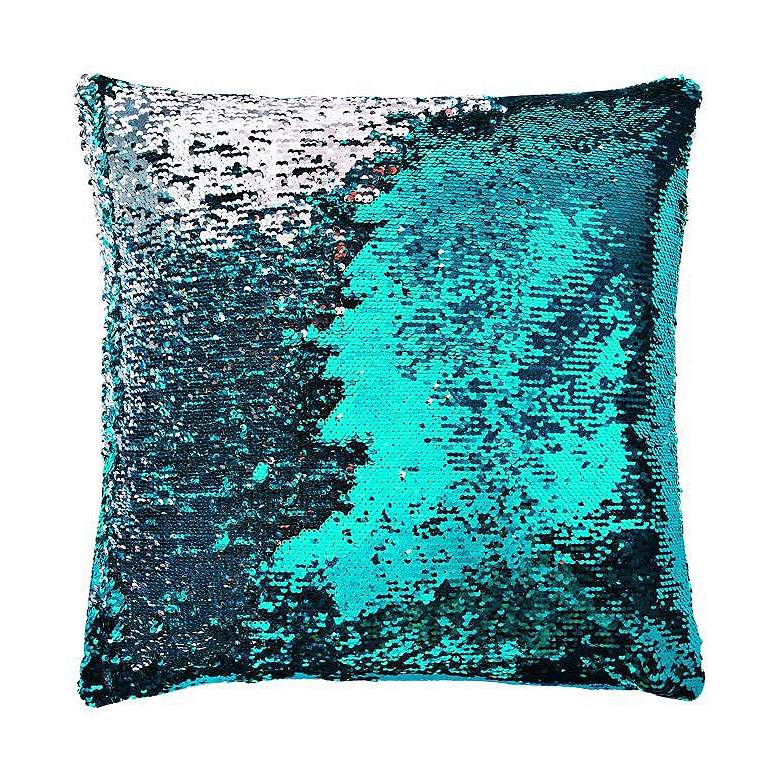 Image 1 Aviva Stanoff Turquoise and Silver 18 inch Square Mermaid Pillow