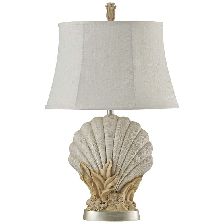 Image 1 Avoca Beach Off-White Coastal Shell Table Lamp