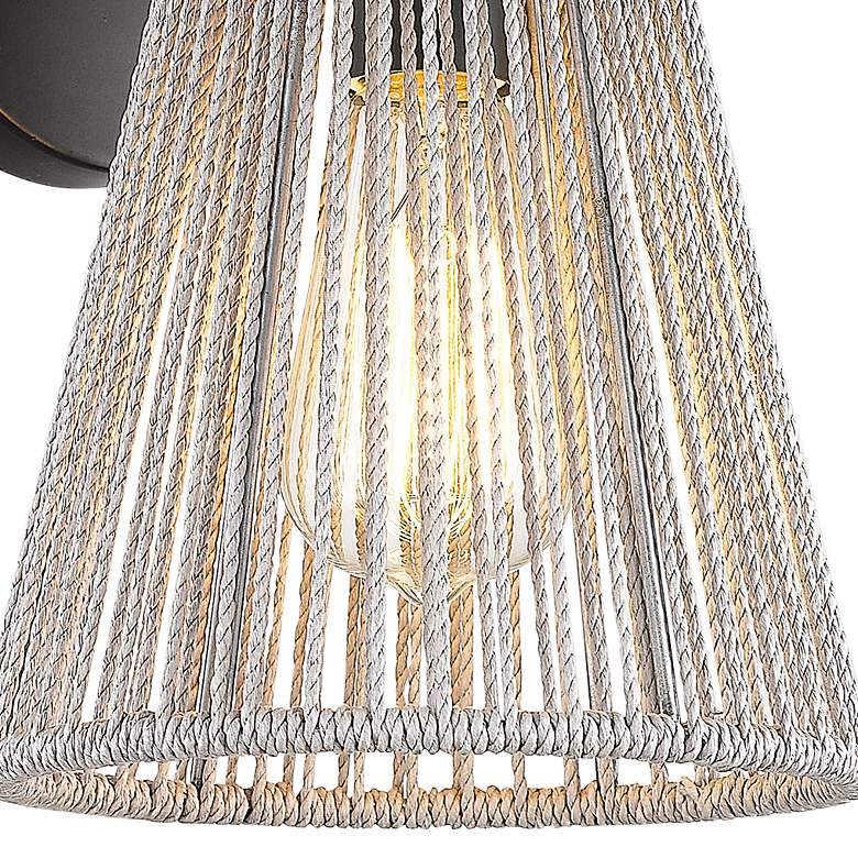 Image 3 Avon 10 3/4"H Matte Black Bleached Raphia Rope Wall Sconce more views