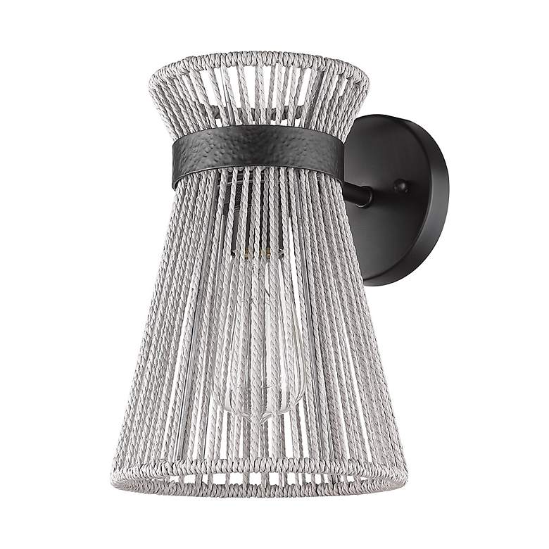 Image 5 Avon 10 3/4"H Matte Black Bleached Raphia Rope Wall Sconce more views