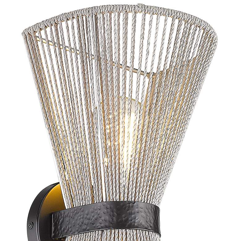 Image 3 Avon 16 1/2"H Matte Black Raphia Rope 2-Light Wall Sconce more views