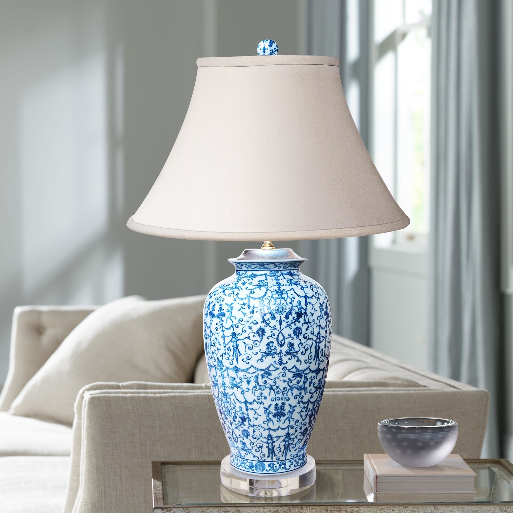 blue urn table lamp