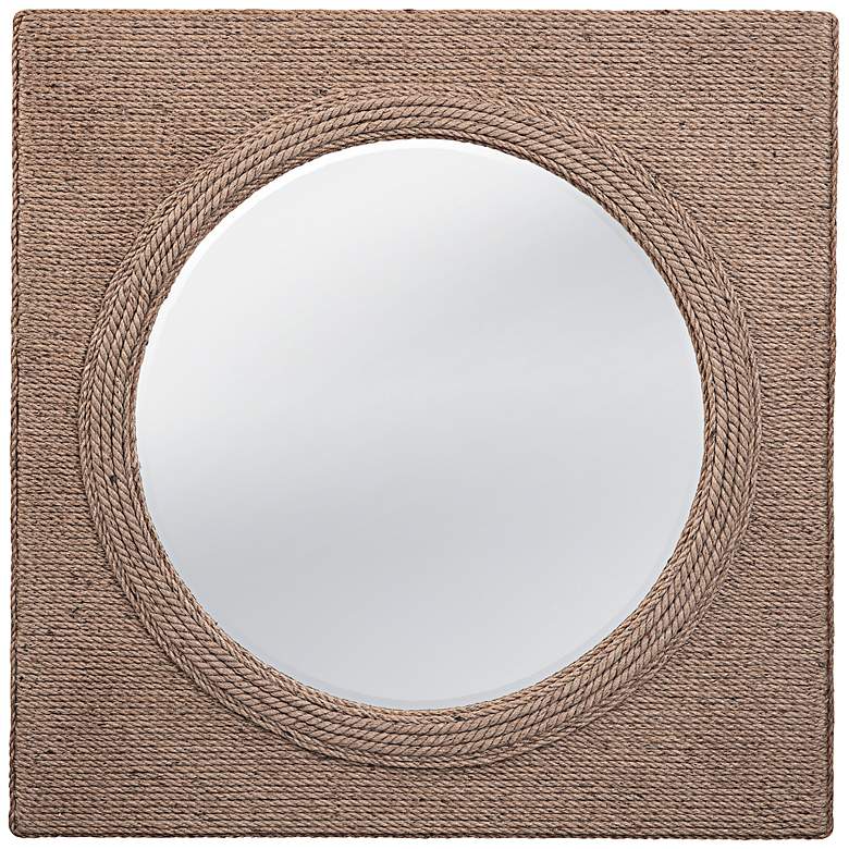 Image 1 Avon Brown Sisal Rope 42" Square Oversized Wall Mirror