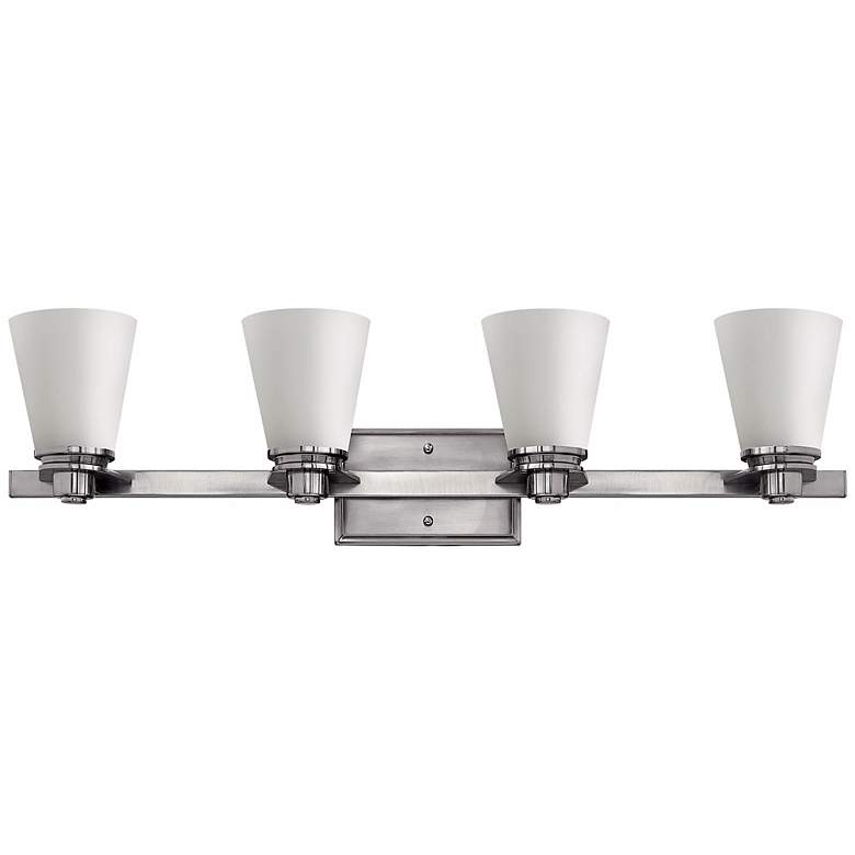 Image 1 Avon Collection Nickel 31 3/4" Wide 4-Light Bath Wall Light