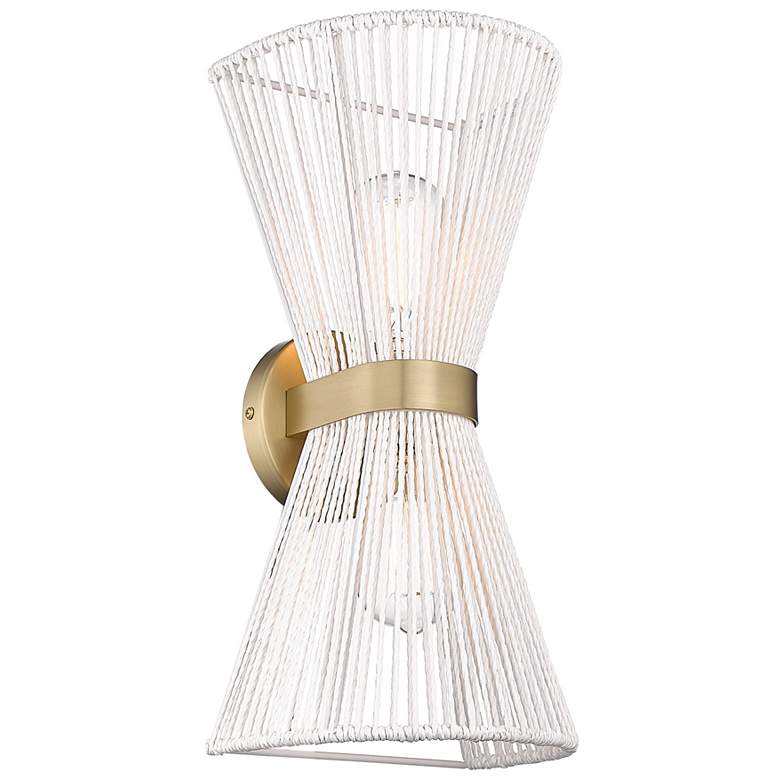 Image 1 Avon Wall Sconce in Brushed Champagne Bronze with White Raphia Rope