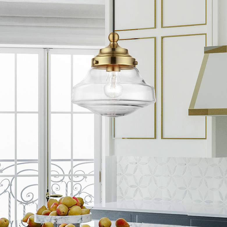 Image 1 Avondale 1 Light Antique Brass Mini Pendant