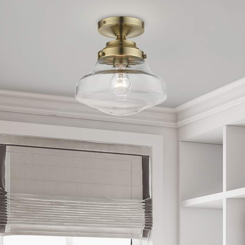 Image 1 Avondale 1 Light Antique Brass Semi-Flush
