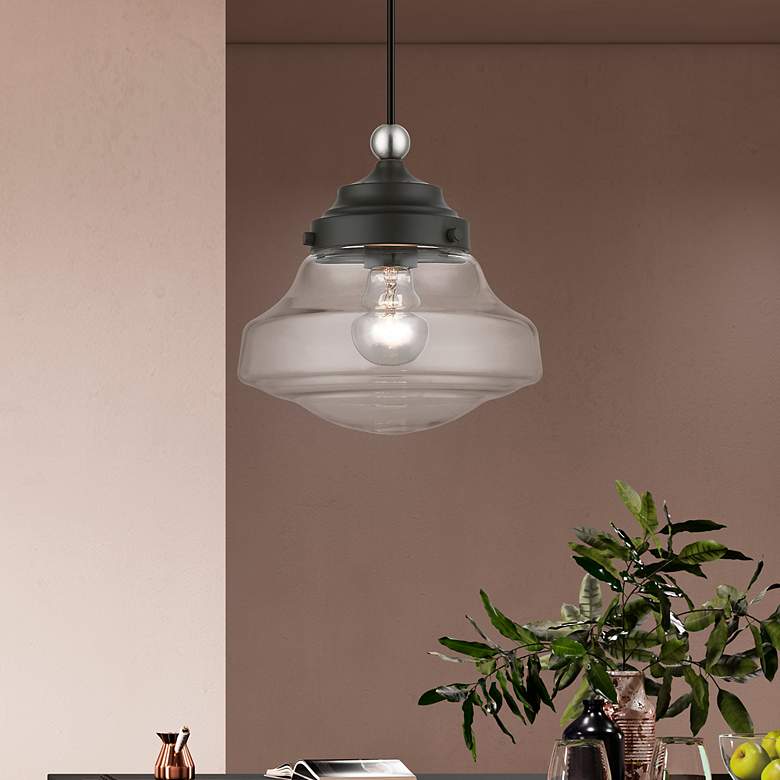 Image 1 Avondale 1 Light Black with Brushed Nickel Accent Mini Pendant