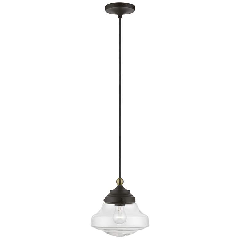 Image 1 Avondale 1 Light Bronze with Antique Brass Accent Mini Pendant