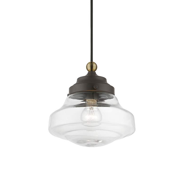 Image 4 Avondale 1 Light Bronze with Antique Brass Accent Mini Pendant more views