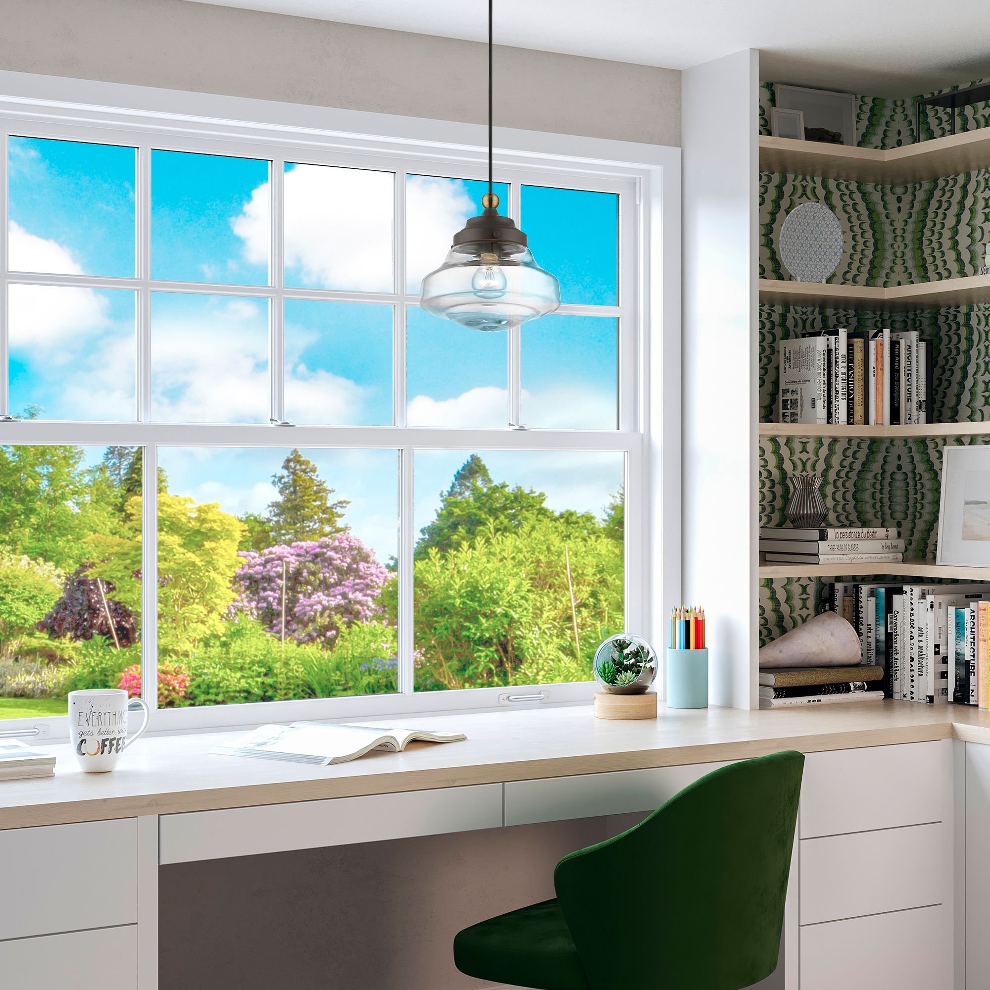 Avondale 1 Light Bronze with Antique Brass Accent Mini Pendant