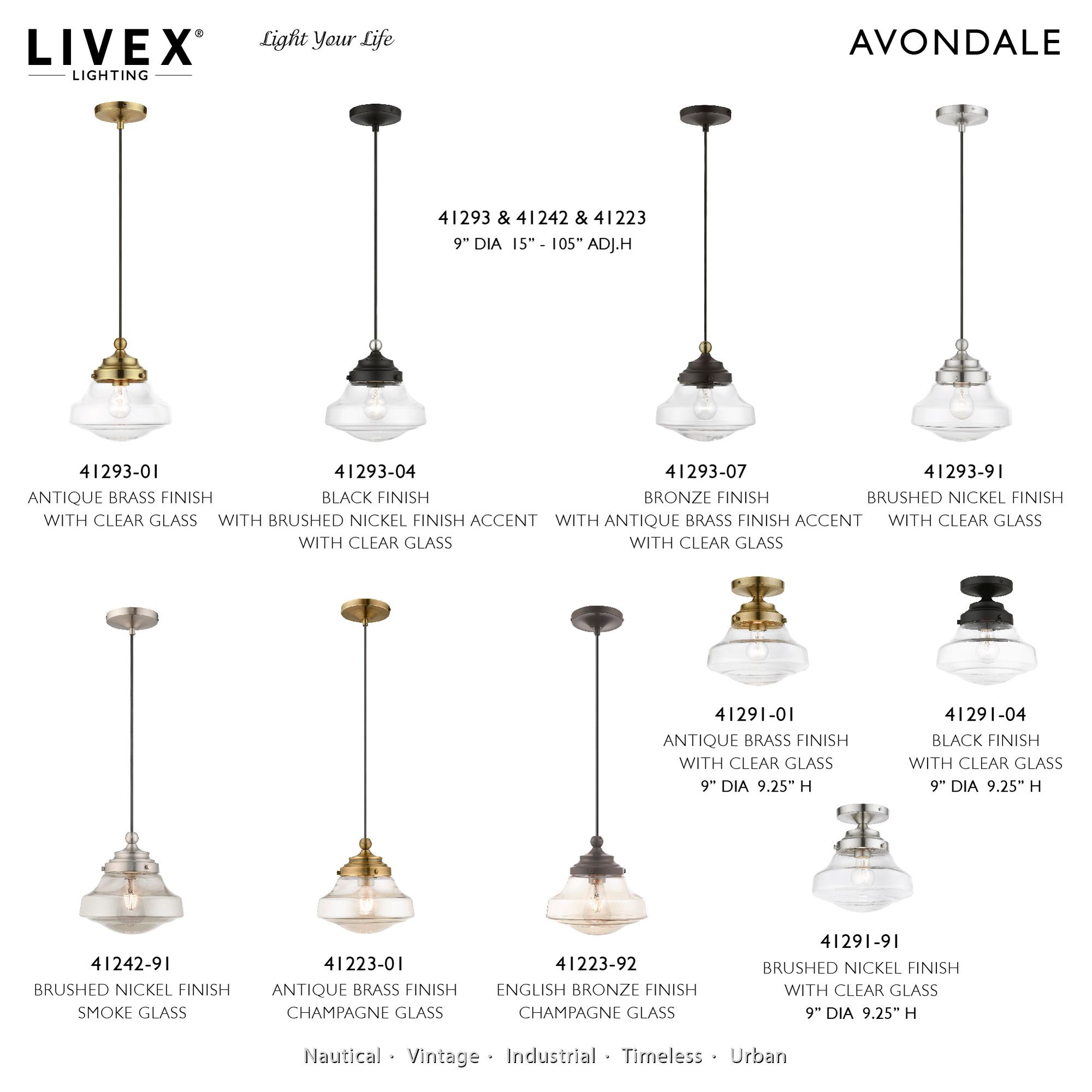 Avondale 1 Light Brushed Nickel Mini Pendant