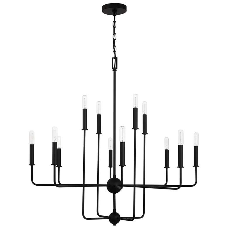 Image 2 Avondale 34" Wide Matte Black 12-Light 2-Tier Chandelier more views
