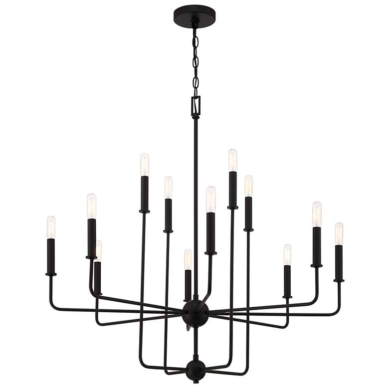Image 3 Avondale 34" Wide Matte Black 12-Light 2-Tier Chandelier more views