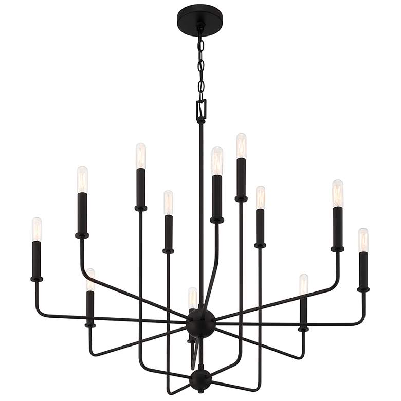Image 4 Avondale 34" Wide Matte Black 12-Light 2-Tier Chandelier more views