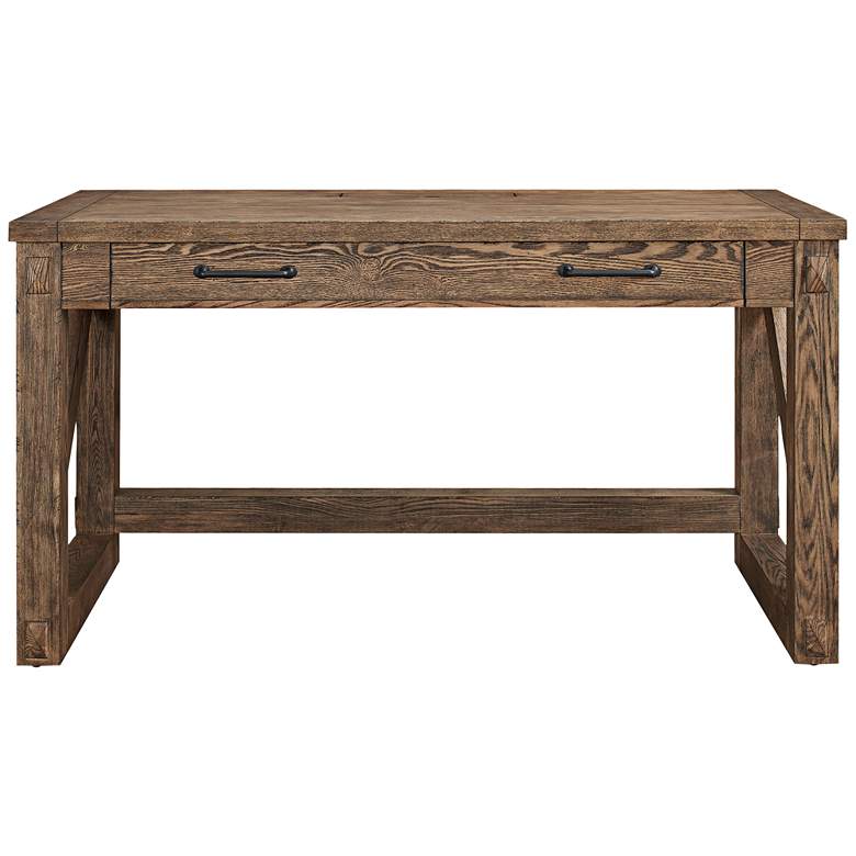 Image 1 Avondale 58 inch Wide Weathered Oak 1-Drawer Wood Writing Desk